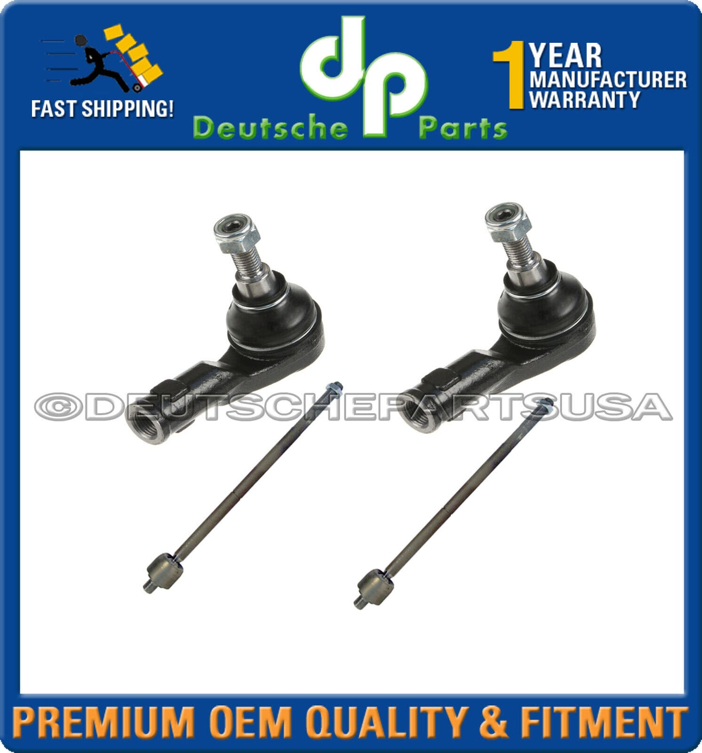 LAND ROVER LR3 FRONT STEERING INNER OUTER TIE ROD LH RH QJB500010 Set of 4