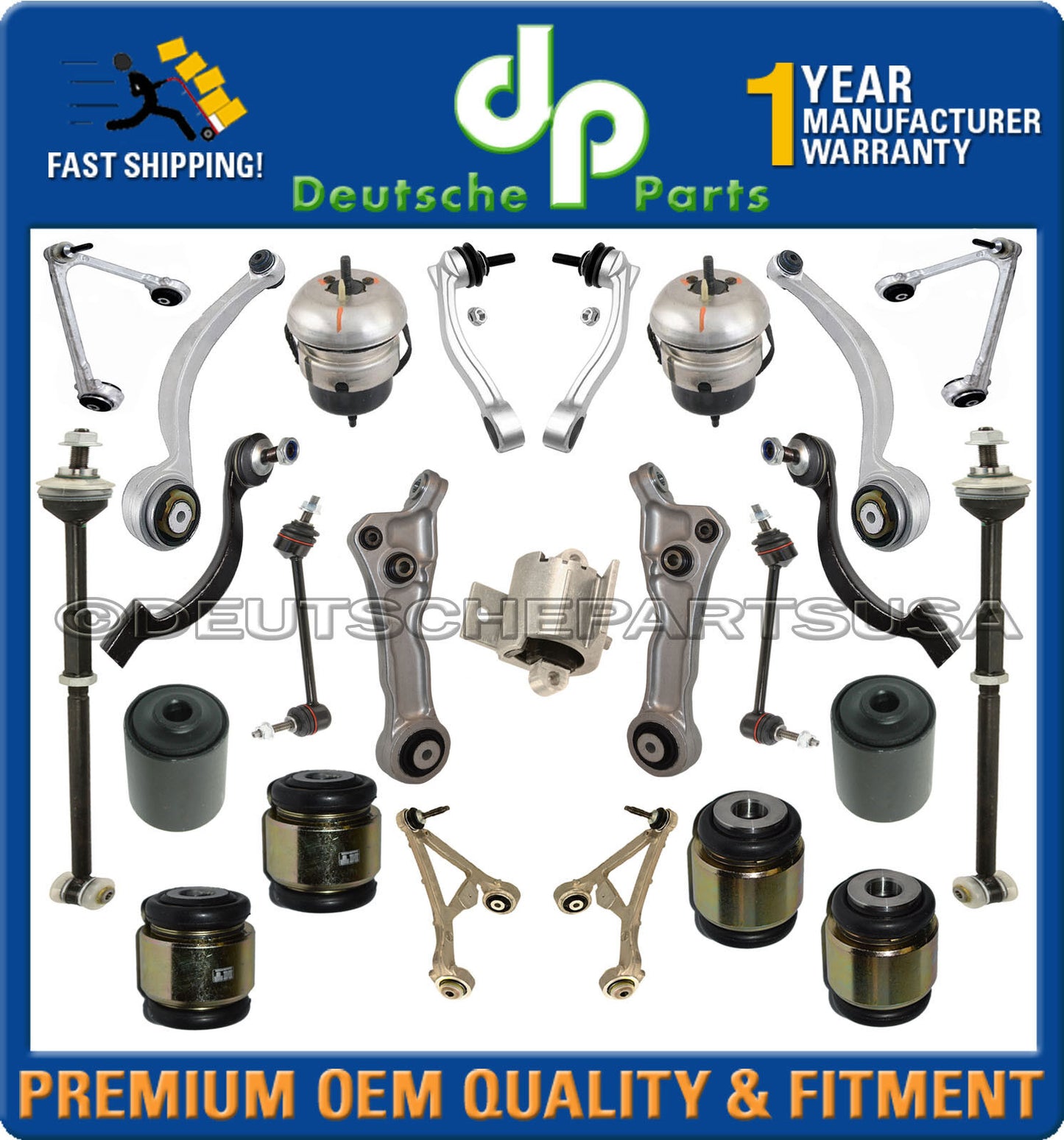 FRONT + REAR CONTROL ARMS BALL JOINTS ENGINE MOUNT SUSPENSION KIT JAGUAR XJ8 XJR