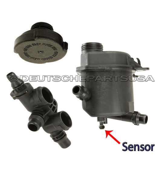 WATER COOLANT EXPANSION TANK +THERMOSTAT + CAP 17107514964 for BMW X5 4.4i Set 3