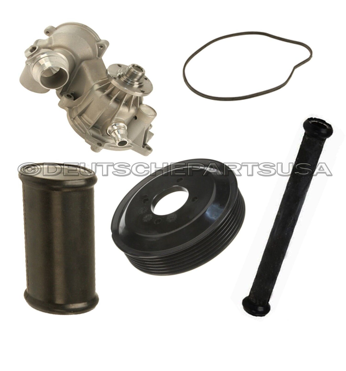 WATER PUMP + PULLEY + 2 Water Pipe to Engine Block / Alternator Housing for BMW
