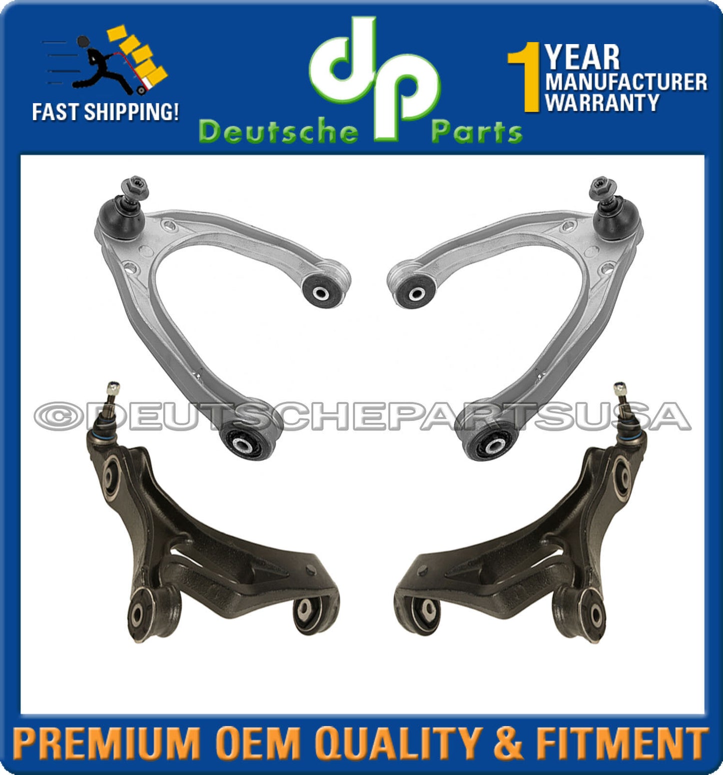PORSCHE CAYENNE FRONT UPPER +LOWER CONTROL ARMS BALL JOINTS BUSHINGS SET 4