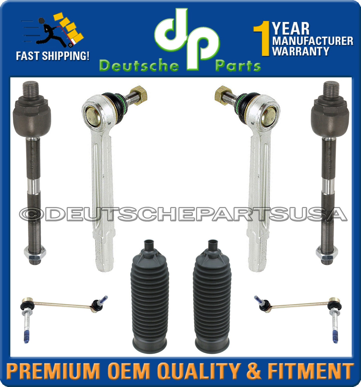 Porsche 911 996 986 Boxster Sway Bar Links Inner Outer Tie Rods Rack Boots Kit 8