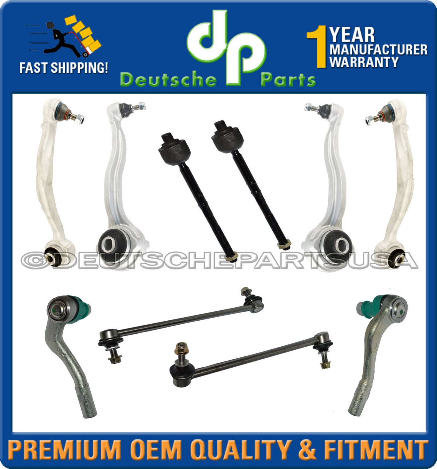 Mercedes W204 FRONT CONTROL ARM ARMS BALL JOINTS TIE RODS SUSPENSION KIT 10 Pc