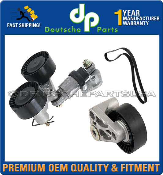 A/C + WATER PUMP BELT TENSIONER PULLEY BELT fr BMW E38 E39 540i 740i 740iL Set 3