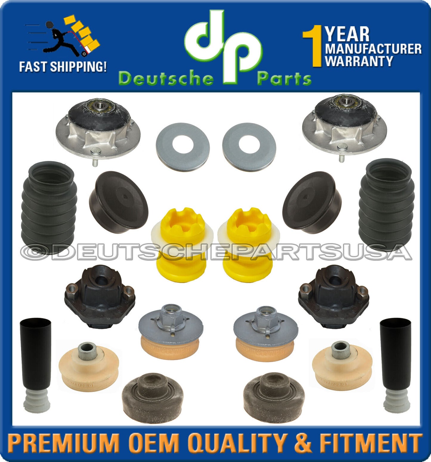 F+R STRUT SHOCK MOUNT BEARING MOUNTING KIT For BMW E90 E91 E92 xi xDrive Set 20
