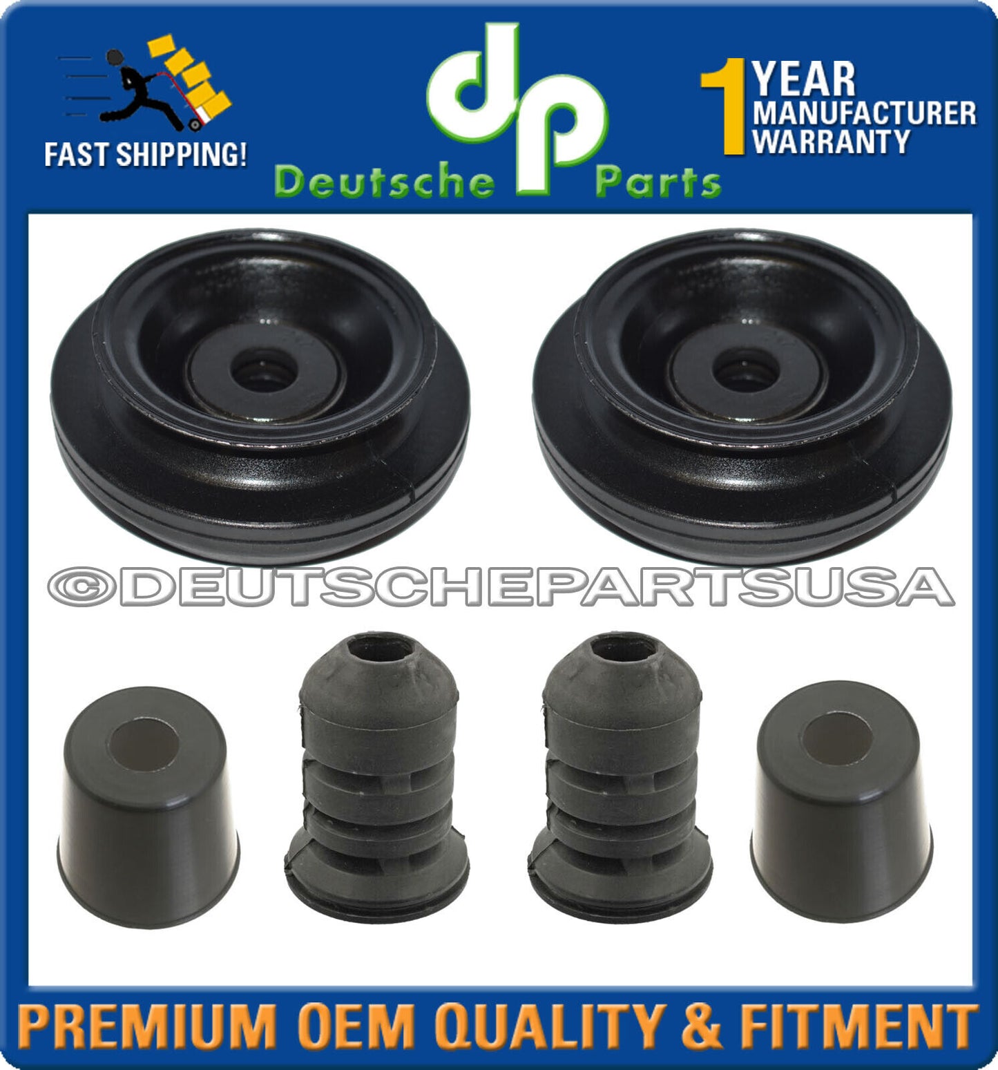 PORSCHE 924 944 FRONT STRUT MOUNT MOUNTS BUSHING Washer NUT 94434307101 Set 10