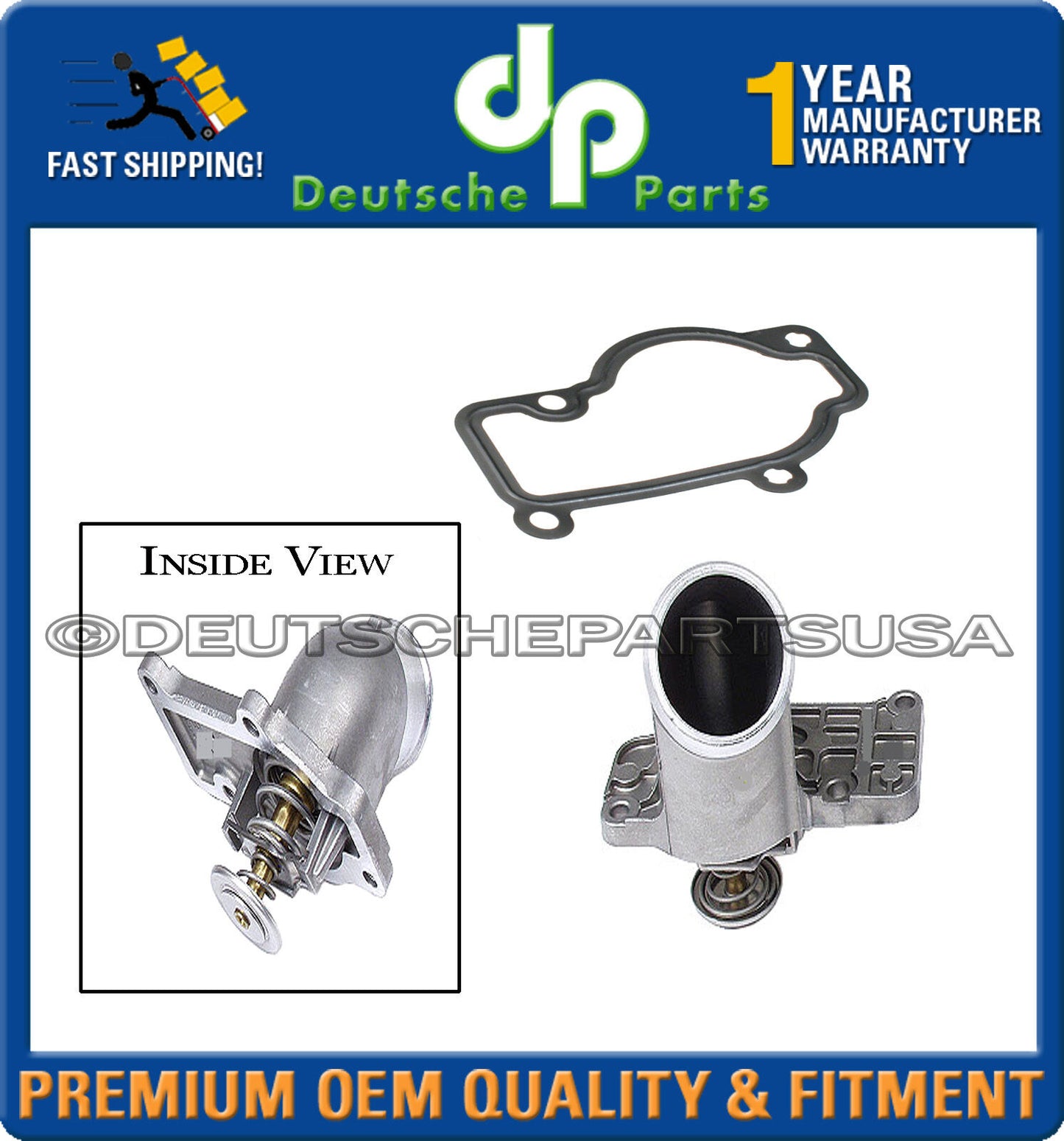 PORSCHE ENGINE THERMOSTAT + ALUMINUM HOUSING + GASKET 99610601359 180 F 83 C