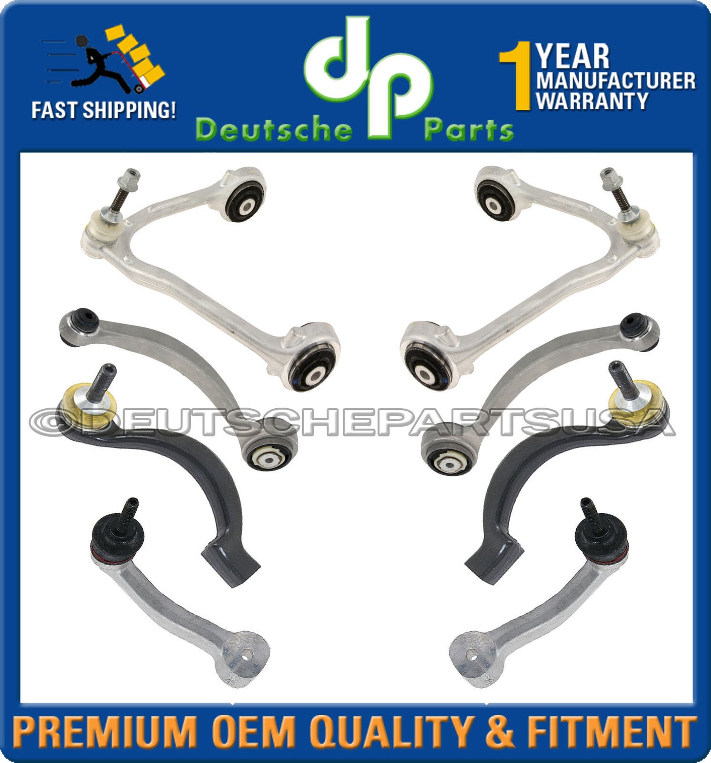 JAGUAR S UPPER + LOWER CONTROL ARM BALL JOINT BUSHING Tie Rod Sway Bar Link 8 pc