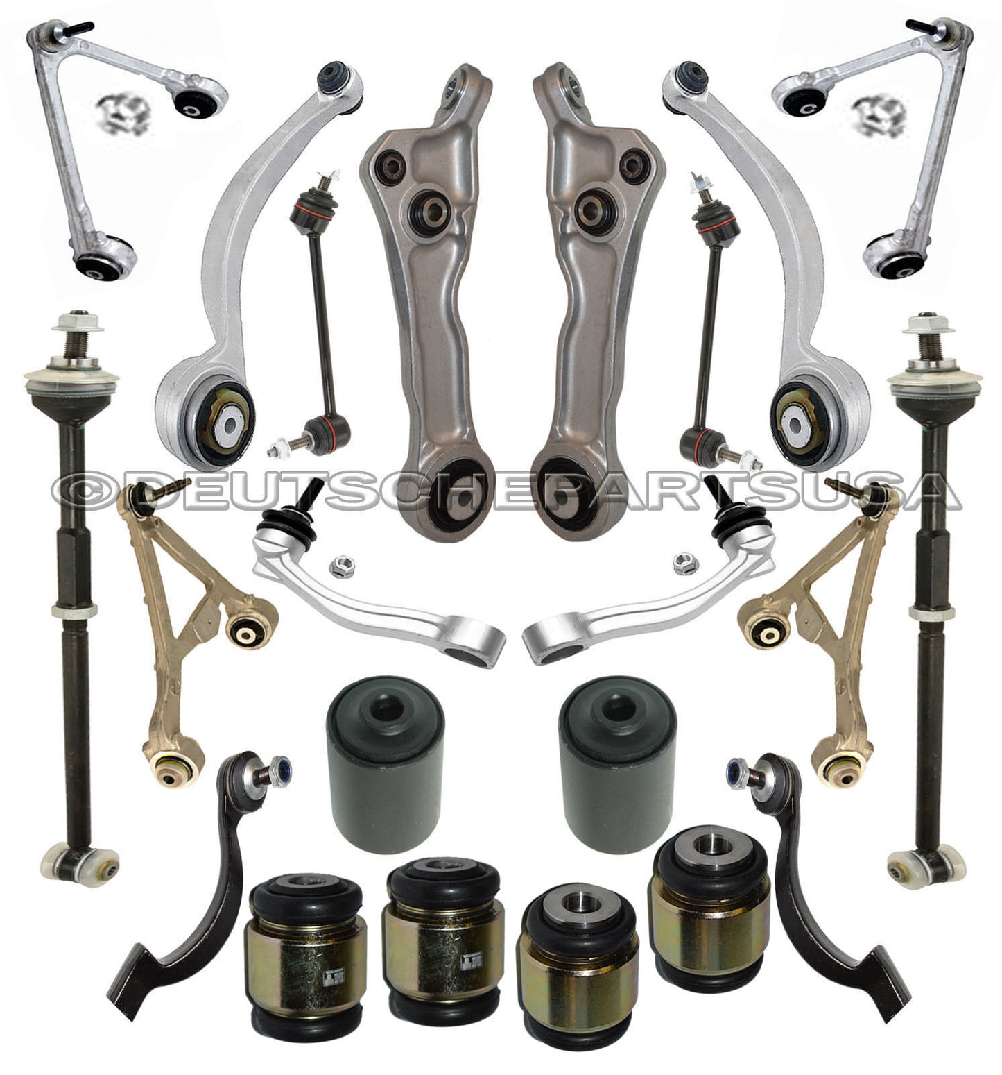 UPPER + LOWER CONTROL ARMS BALL JOINTS TOE LINK JAGUAR XK XKR SUSPENSION KIT 22