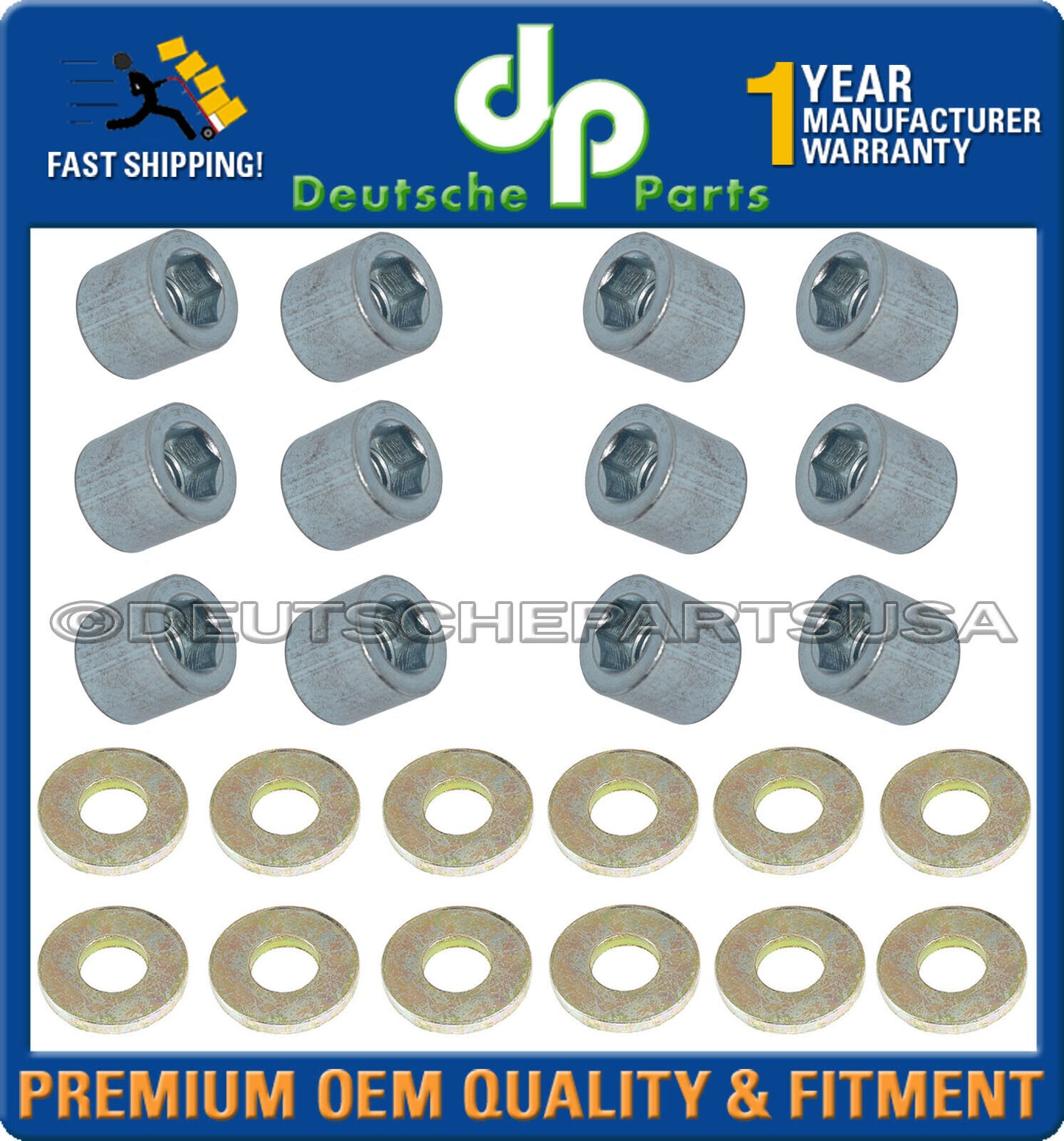 Porsche 911 930 Engine Cylinder Head Steel Nut & Washer 90110438200 Set 24
