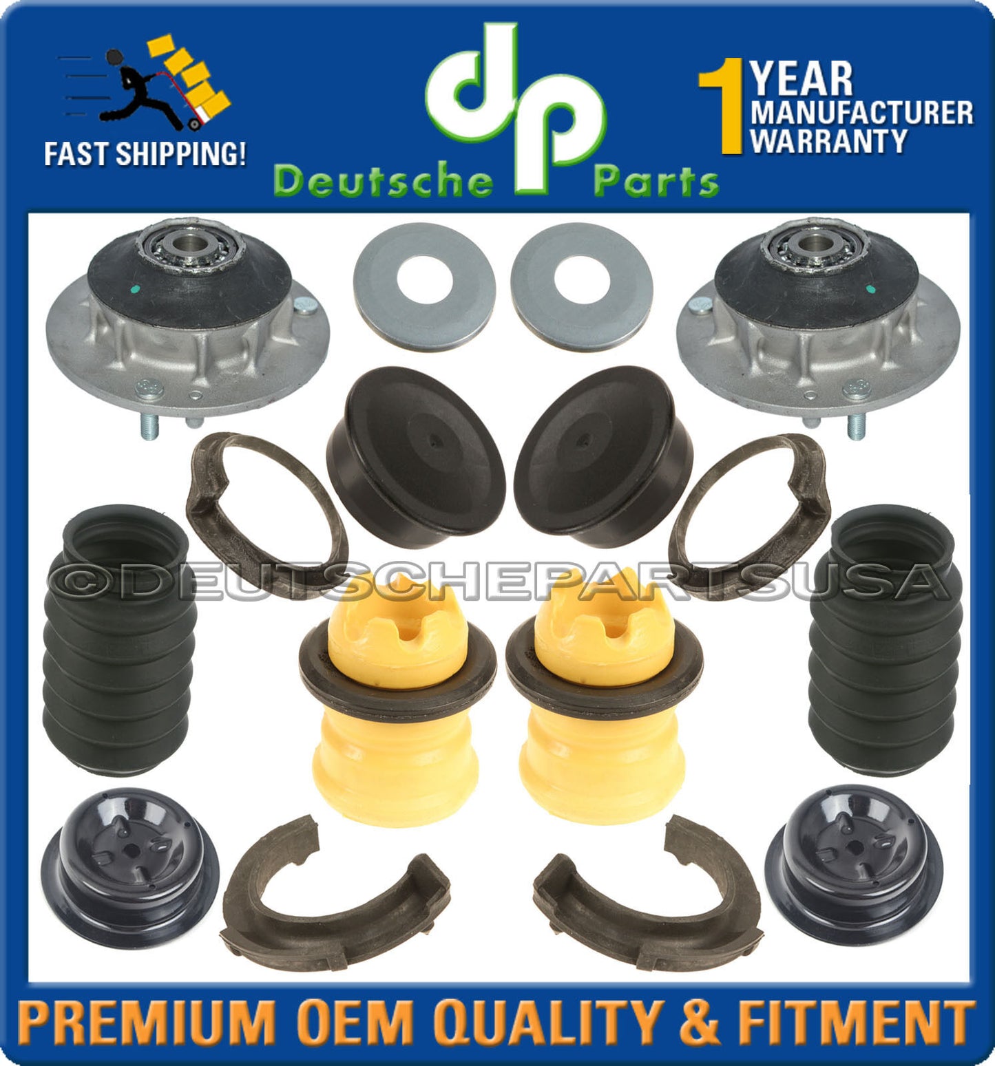 Front Shock Strut Mount Mounts Bearing fr BMW E90 328i 335i Xdrive Kit 16 Pc