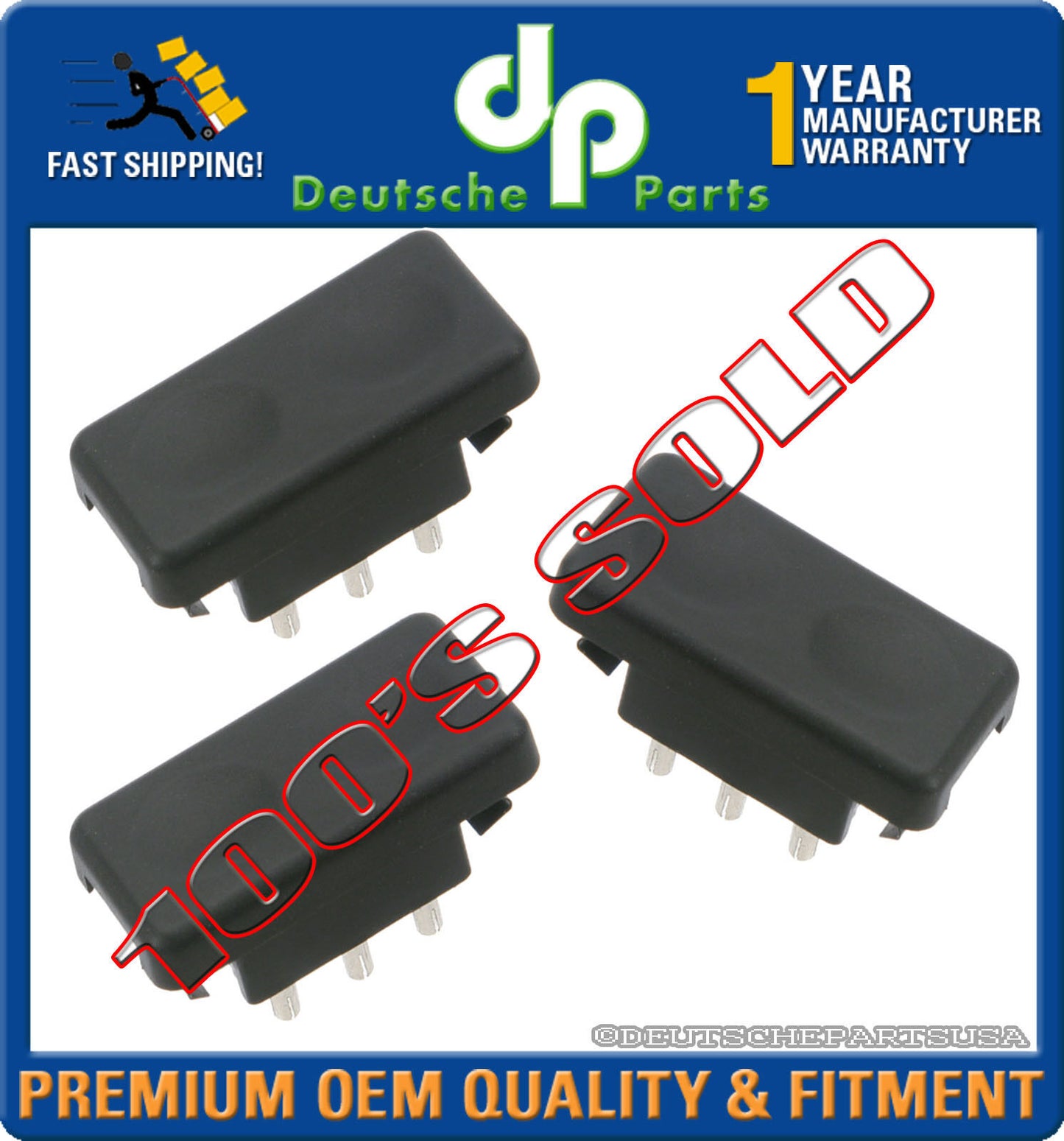 PORSCHE 924 944 POWER WINDOW TIP SWITCH BLACK 477 959 622 01C 477959622 SET 3