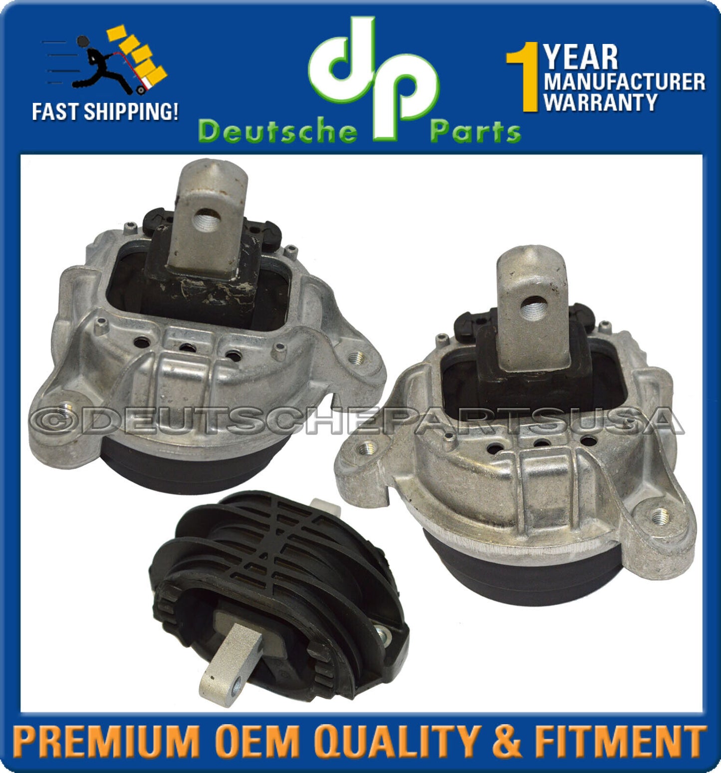 For BMW F02 F10 L+R Engine Motor Mounts Trans Mount 22116777365 22116786528 Set3