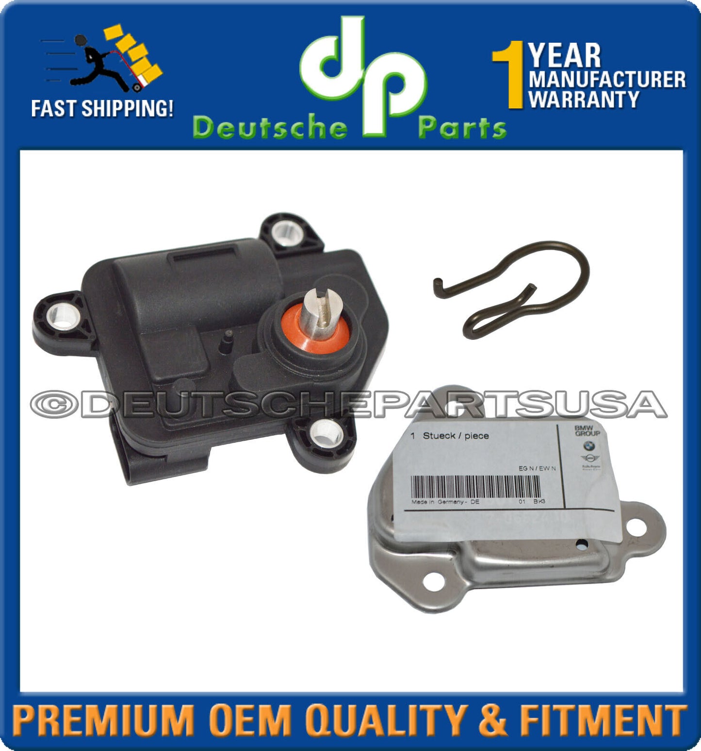 For BMW Exhaust Flap Control Valve Actuator &Thermal Protector & Clip Kit