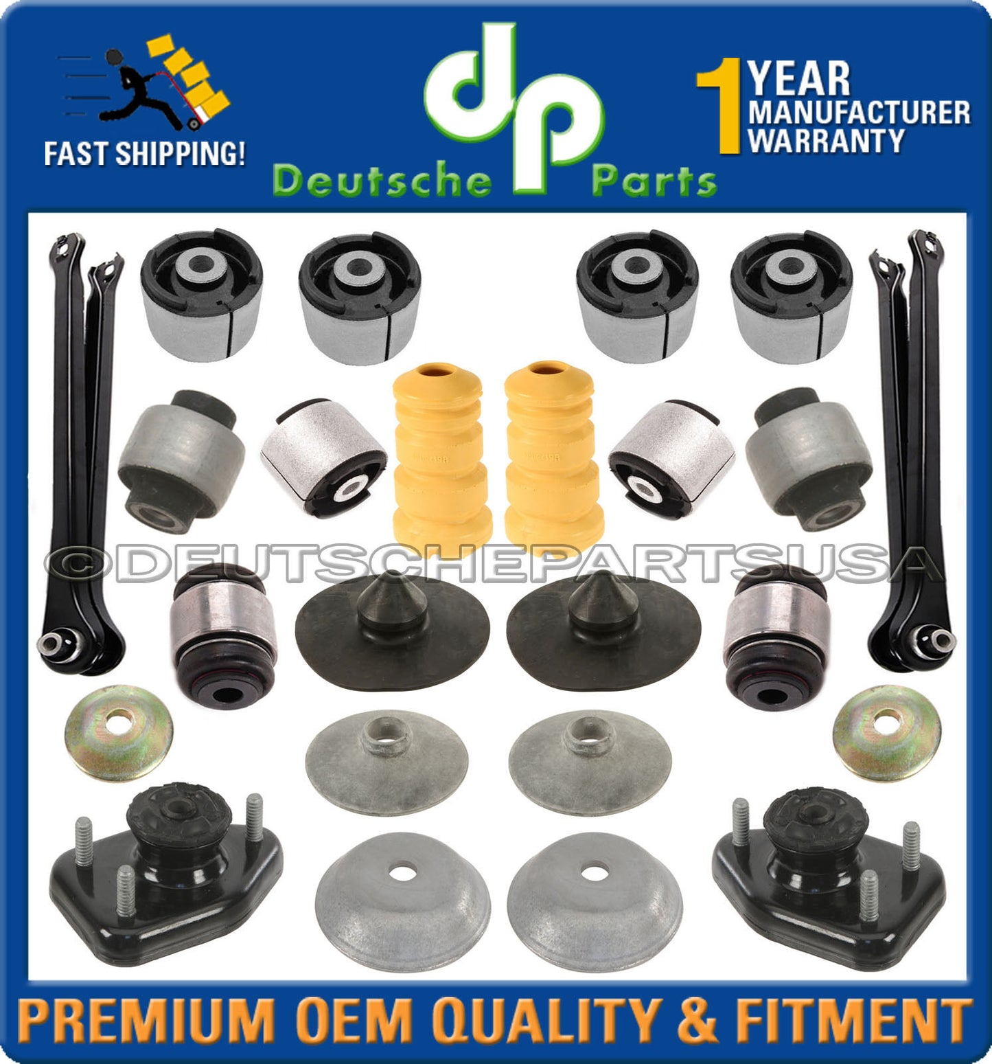 REAR AXLE TRAILING CONTROL ARMS BUSHINGS STRUT SHOCK MOUNTS fr BMW E83 X3 SET 28