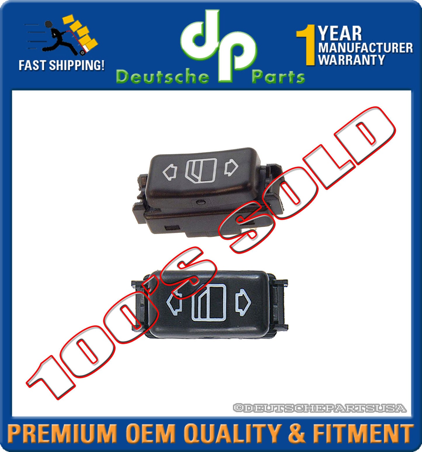 MERCEDES W124 W126 W201 CONSOLE POWER WINDOW SWITCH 1248204510 + 1248204610 SET