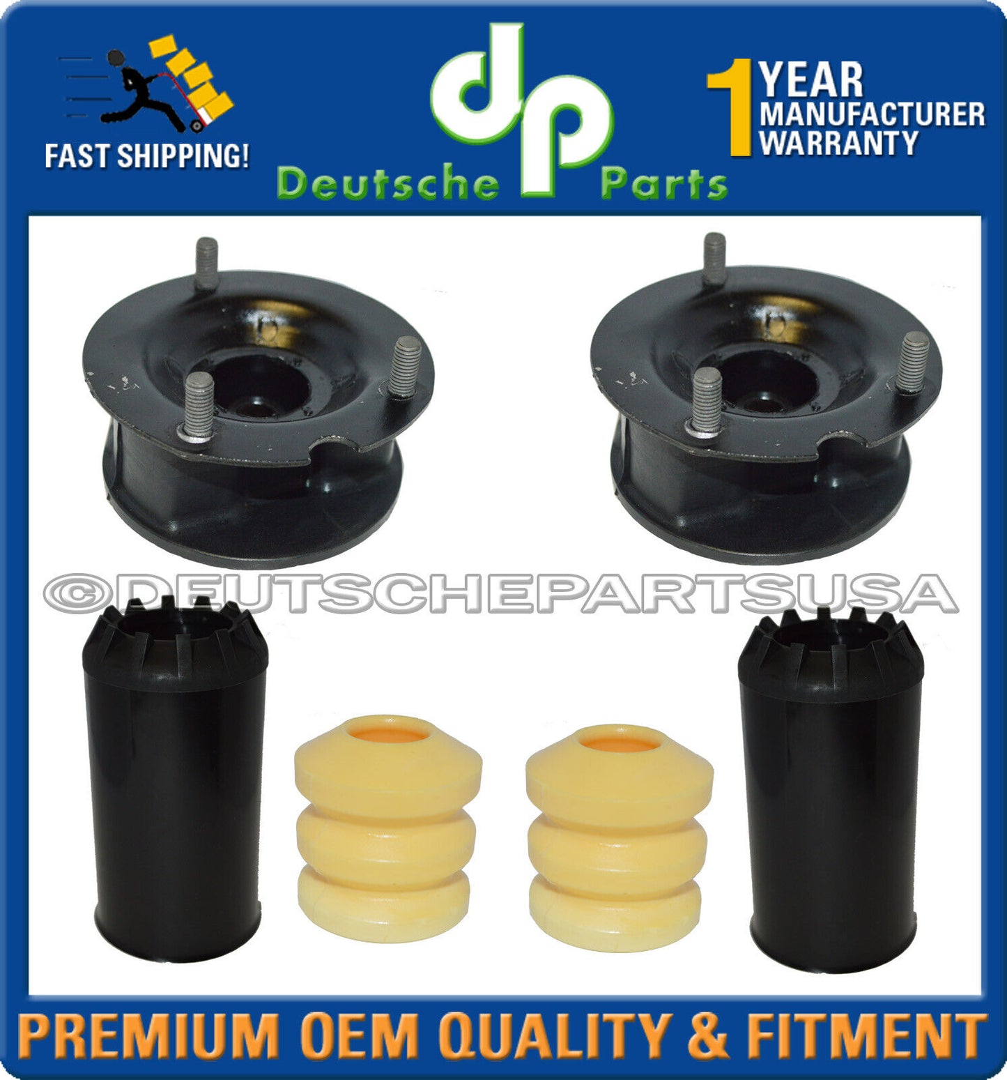 Porsche 911 964 Rear Upper Shock Strut Flange Mount Bump Stop Bellow Boot Set 6