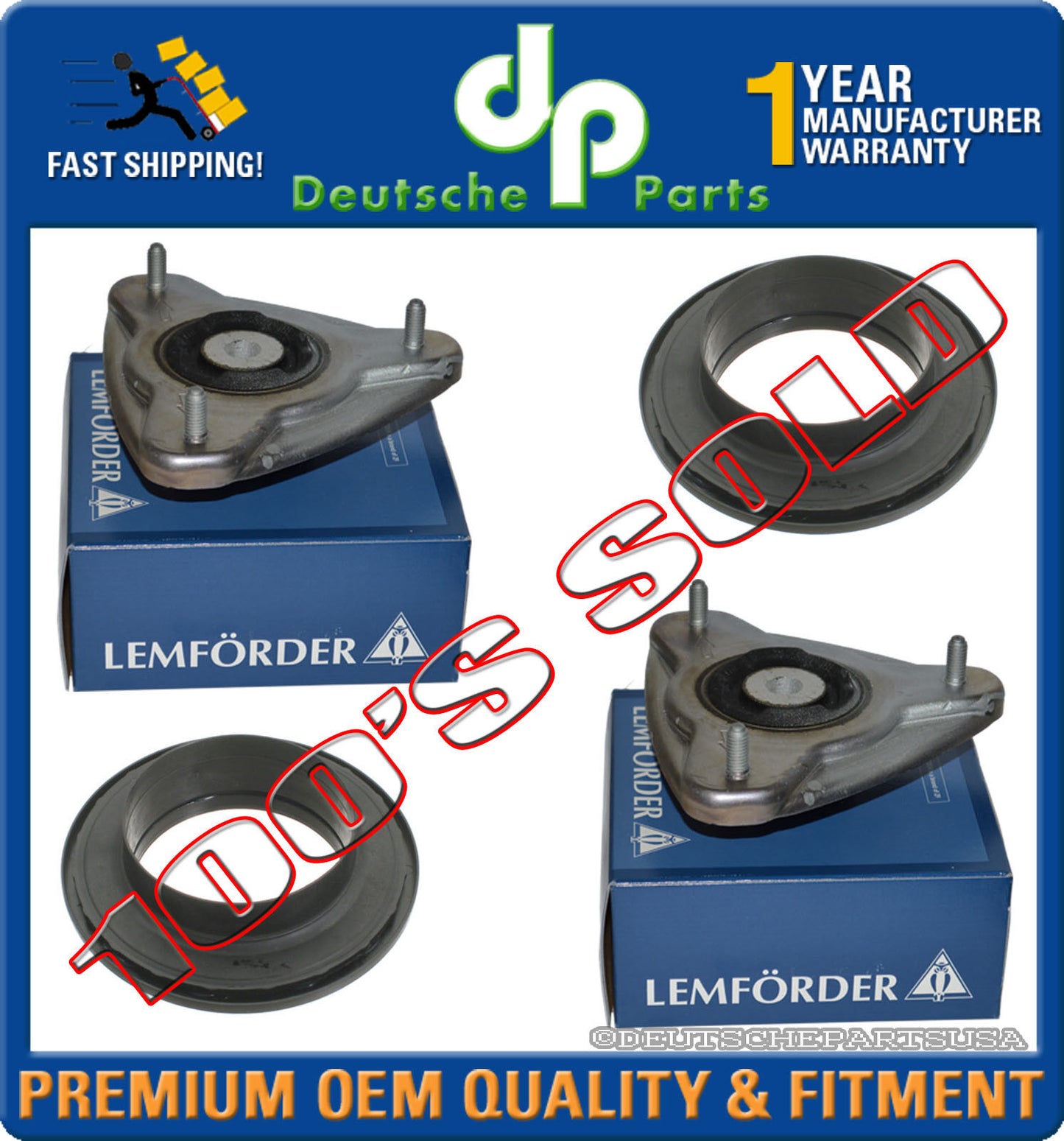 Porsche 911 996 986 987 Front Upper Strut Mount Mounts + Bearing Bearings Set 4