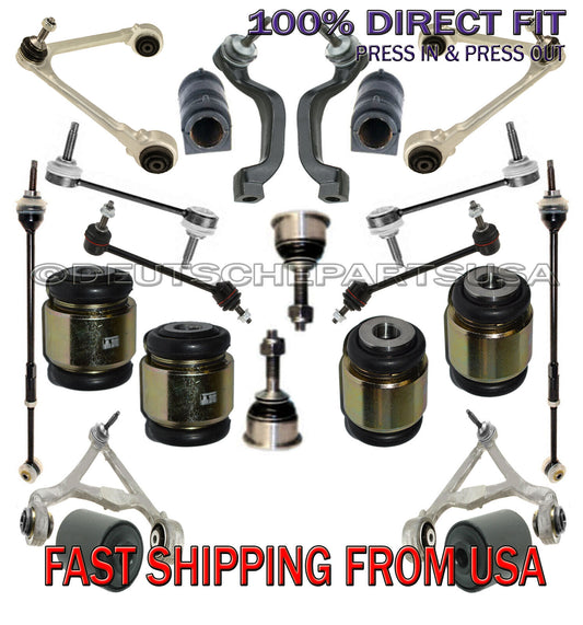 JAGUAR S-TYPE FRONT + REAR CONTROL ARMS BALL JOINT HYDRABUSHES SUSPENSION KIT 22