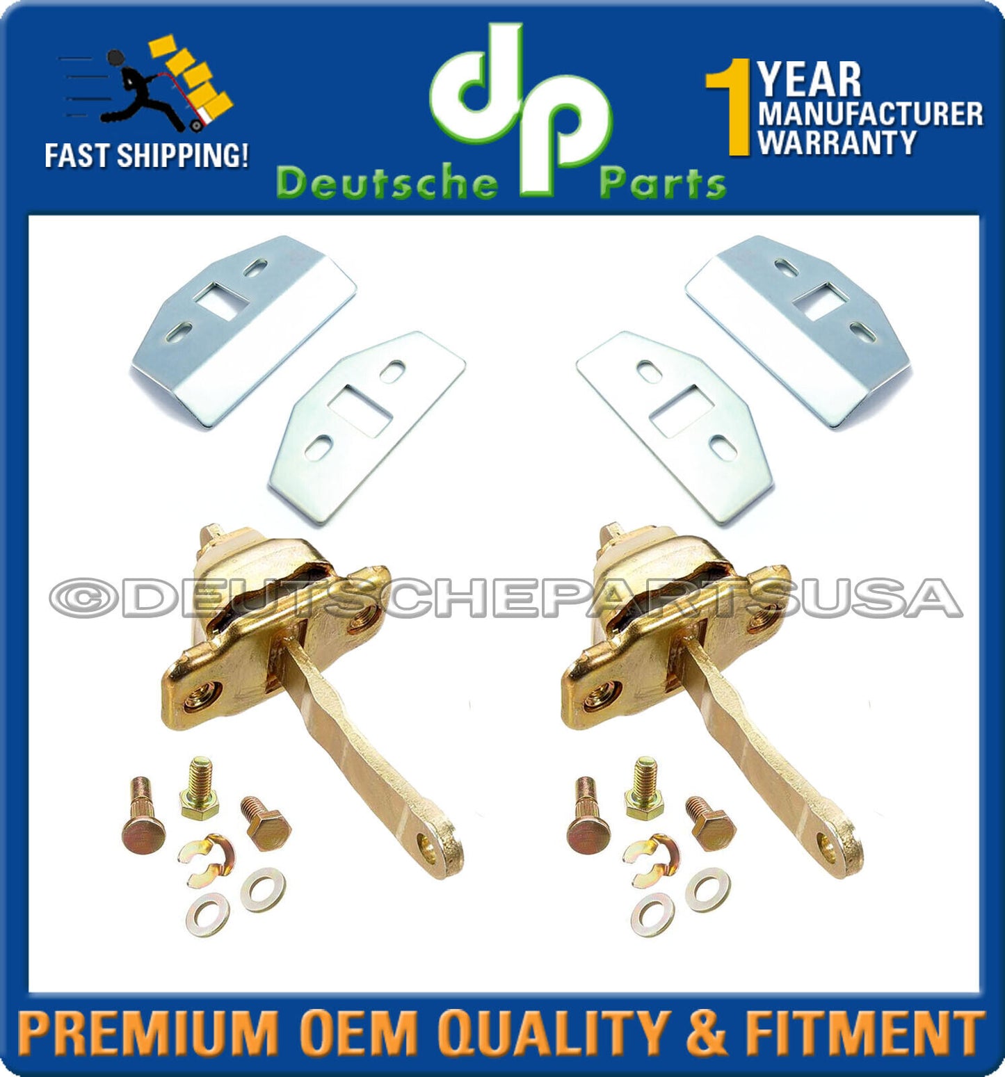 PORSCHE 911 912 DOOR STRIKE PLATES STOP CHECK STRAP Repair Plate KIT SET 8