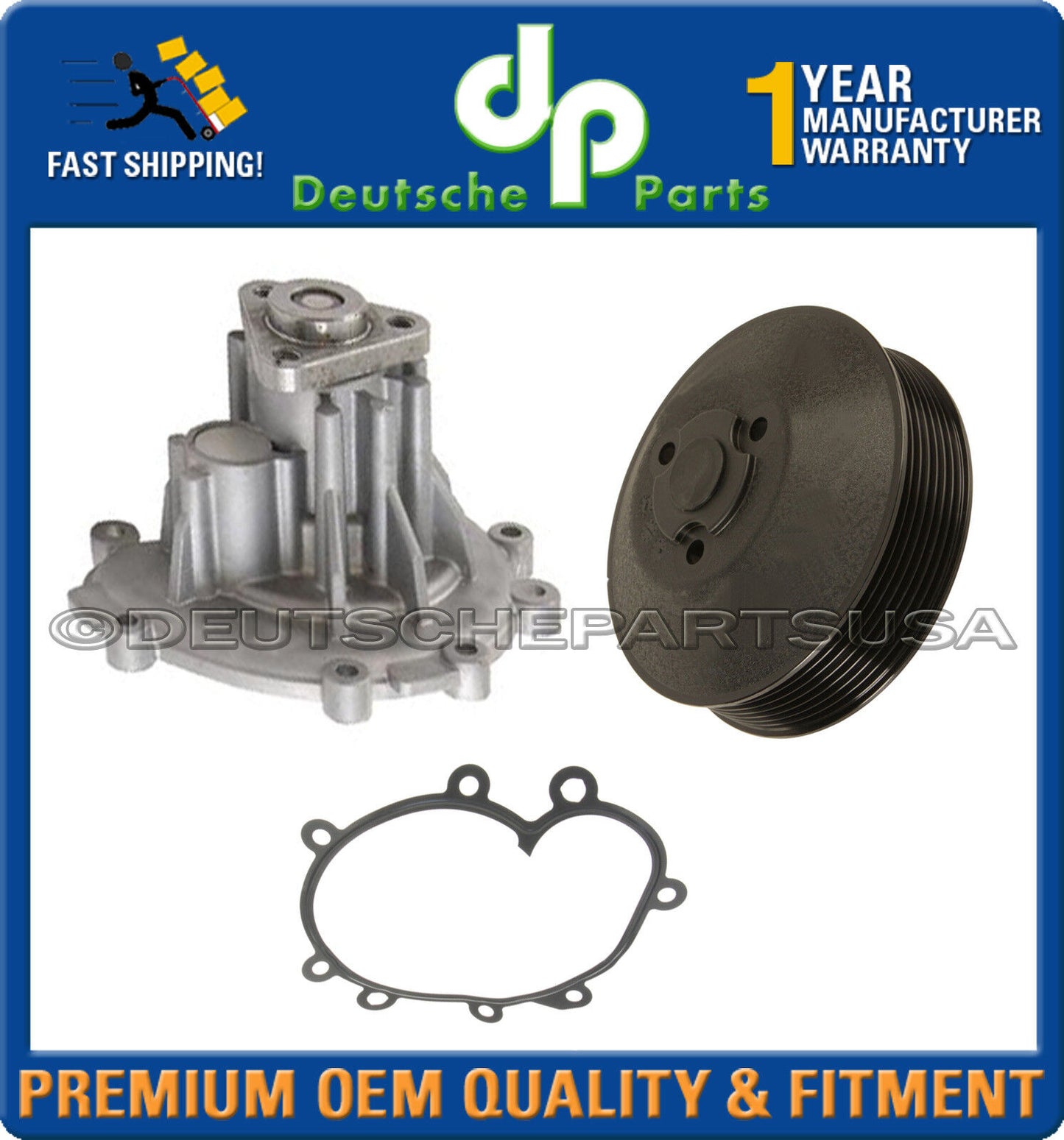 Porsche CAYENNE S TURBO 4.5 V8 Water Pump + Gasket + PULLEY 948 106 011 04 SET 3