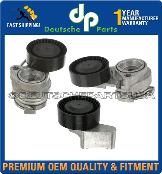 A/C Water Pump Compressor Belt Tensioner Idler Pulley for BMW E65 E66 Set of 3
