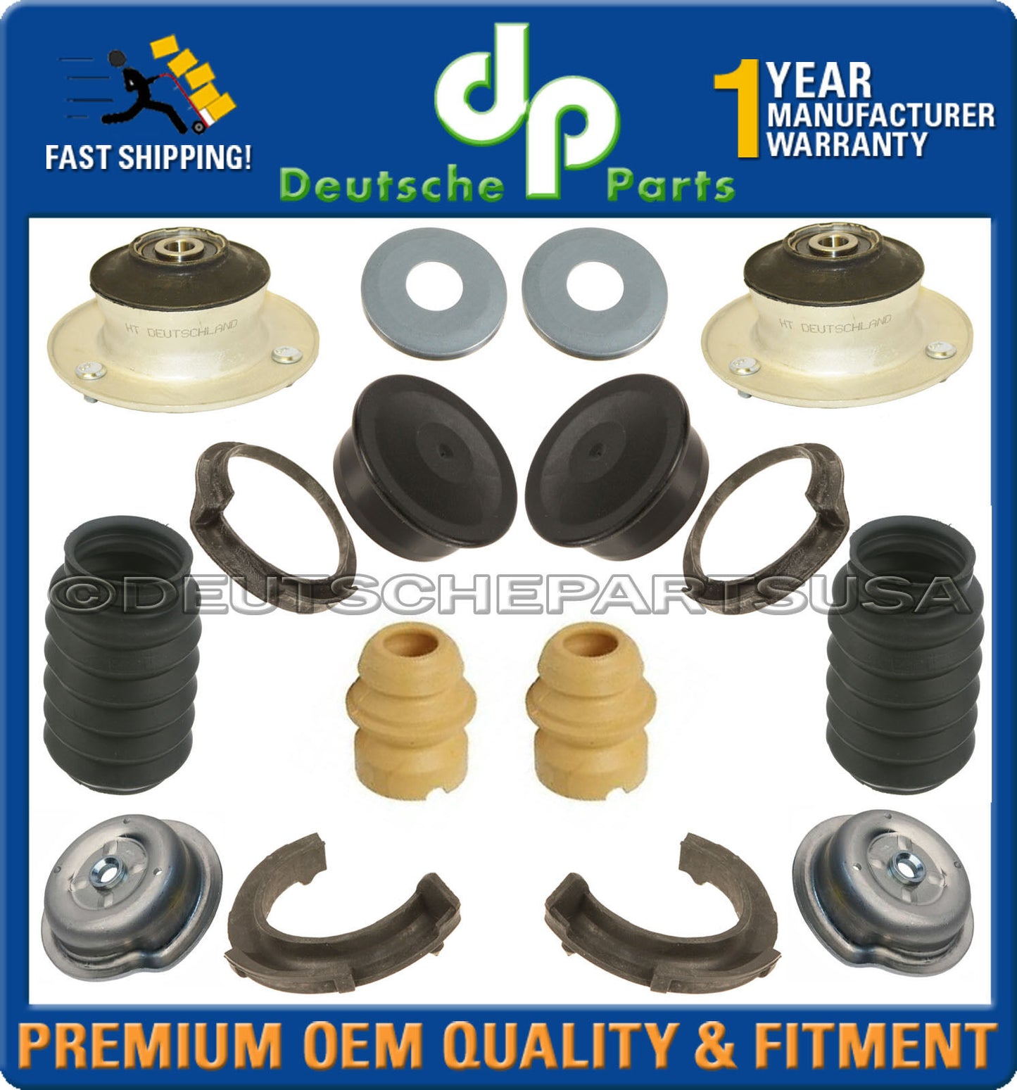 Front Shock Strut Mount Mounts Mounting Bearing Bump Stop Boot Kit for BMW E90