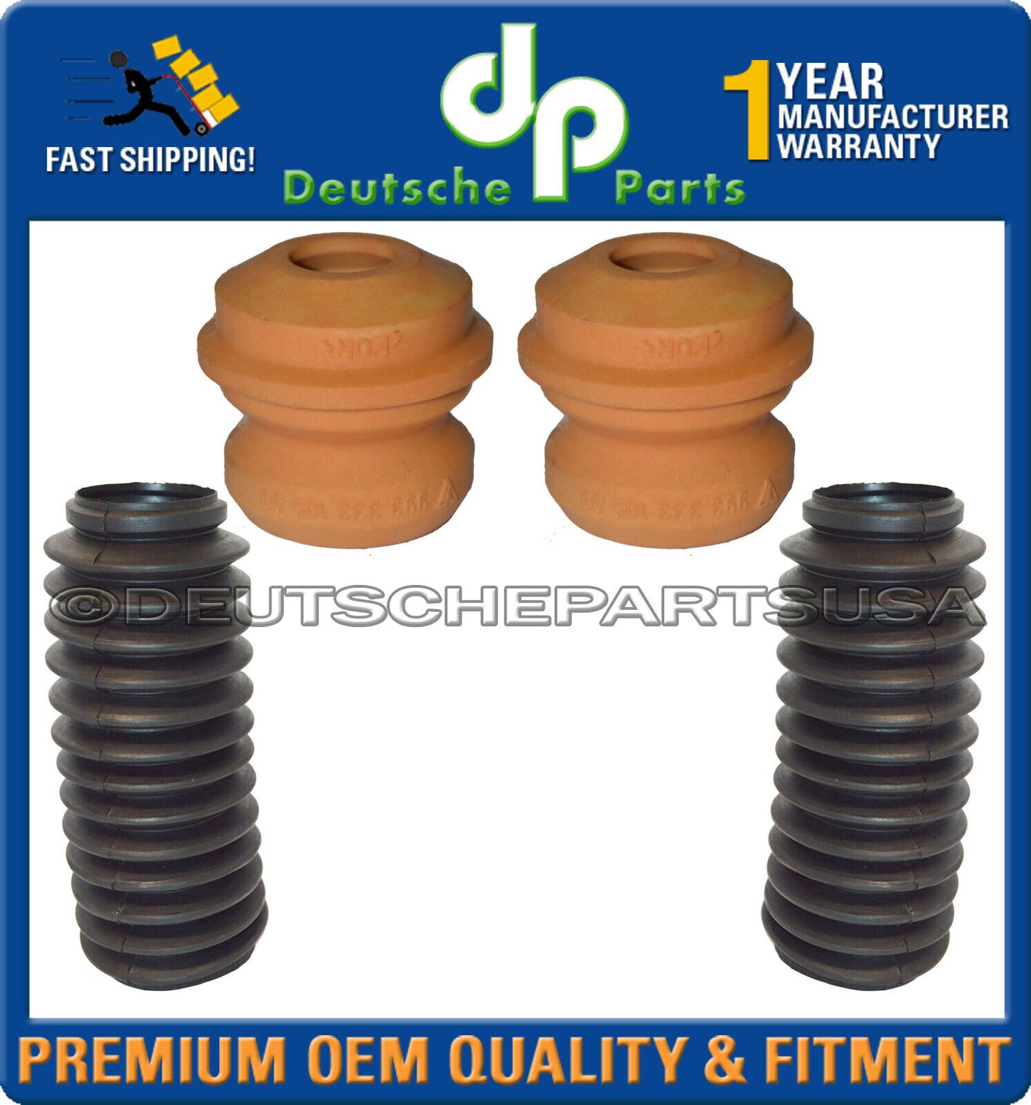Porsche 911 993 Rear Shock Strut Bump Stop + Dust boot bellow Suspension Kit 4pc