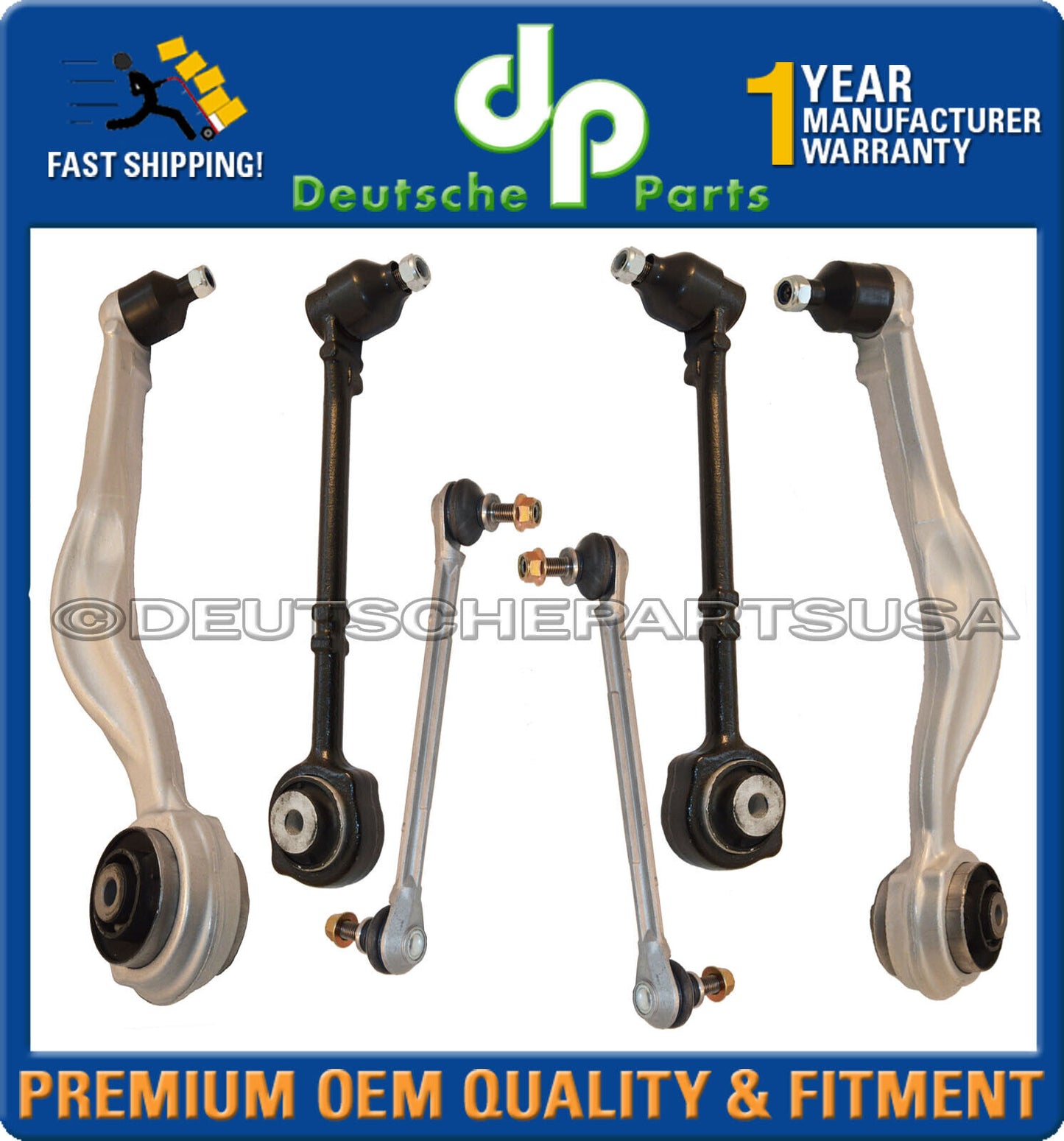 Mercedes W212 4Matic Frt Upper Lower Control Arm Ball Joints Sway Bar L+R Set 6