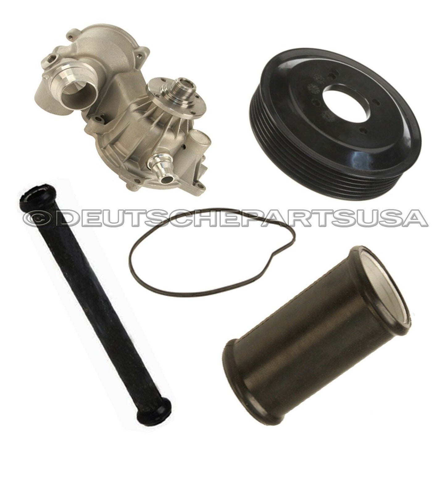 WATER PUMP + PULLEY + 2 Water Pipe to Engine Block / Alternator Housing for BMW