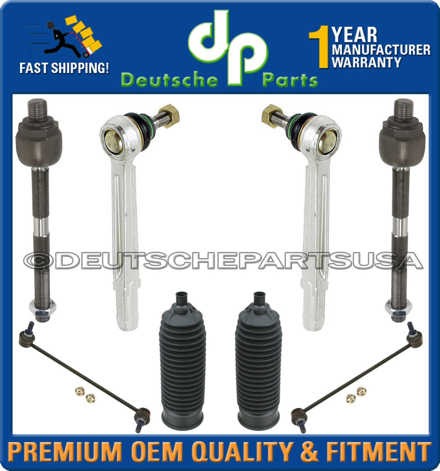 Porsche 911 996 C4 4S Stabilizer Anti Sway Bar Links Tie Rods Rack Boots Set 8