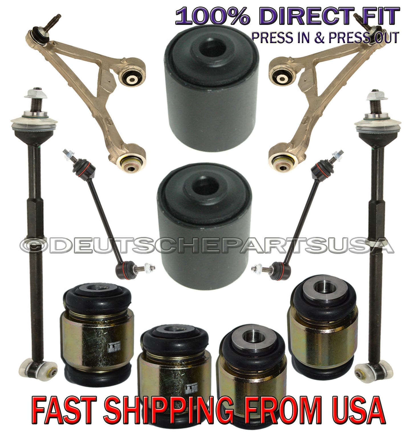JAGUAR XF REAR Upper + LOWER CONTROL ARM BALL JOINT TOE LINK TIE ROD SET 12