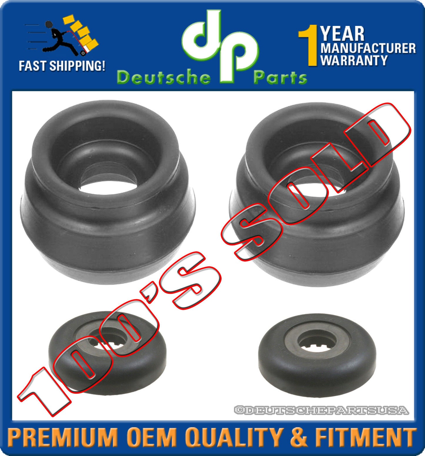 VW AUDI FRONT STRUT SHOCK MOUNT MOUNTS BEARING L+R 1J0412331C + 1J0412249 SET 4
