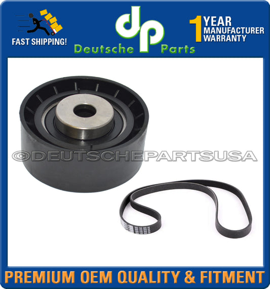 Porsche 911 Turbo A/C Drive Belt Tensioner Pulley + Drive Belt 93012621601 Set 2