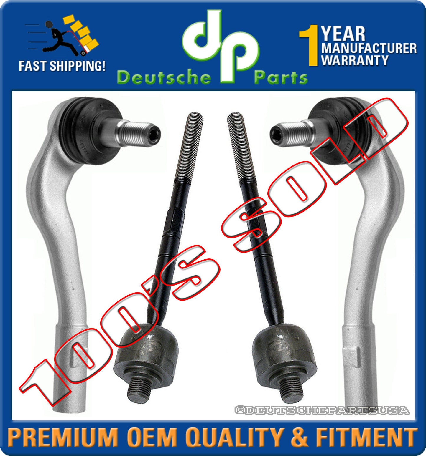 MERCEDES W203 C240 C320 C230 CLK320 CLK500 TIE ROD RODS INNER OUTER SET 4 PCS