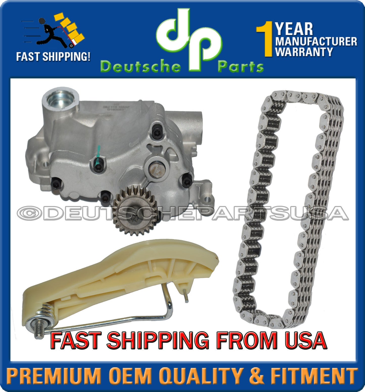 Audi VW Beetle Jetta Passat EOS Tiguan GTI ENGINE Oil Pump Timing Chain Kit 3pc