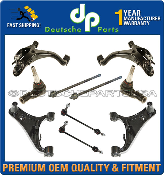 For Land Rover LR4 Front L & R Lower & Upper Suspension Control Arm Kit 10