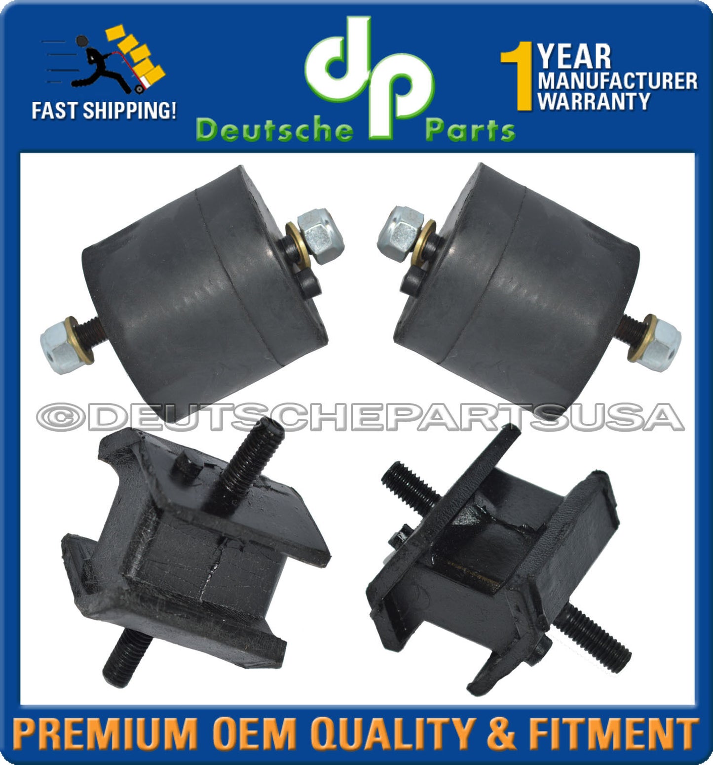 BMW E34 525i Engine Mount Auto Transmission Mount Mounts L + R 11811138879 Set 4