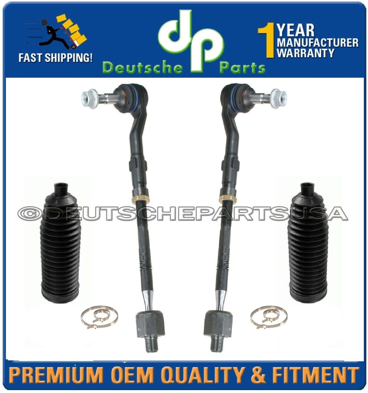 STEERING TIE ROD RODS + RACK BOOT KIT for BMW E65 E66 L + R 32216756368 SET 4