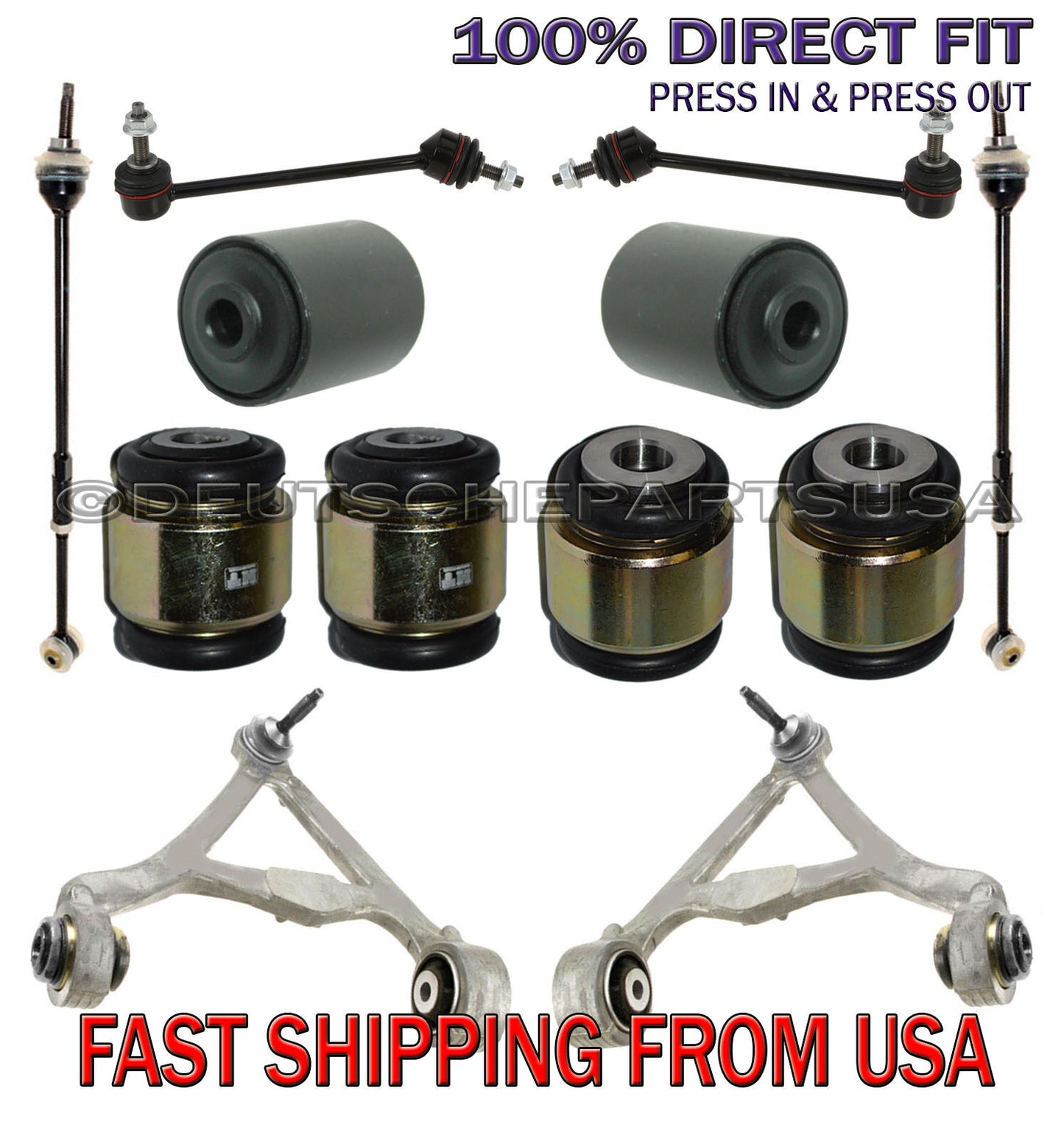 JAGUAR S-TYPE REAR CONTROL ARMS BALL JOINT TIE ROD HYDRABUSHES SUSPENSION KIT 12