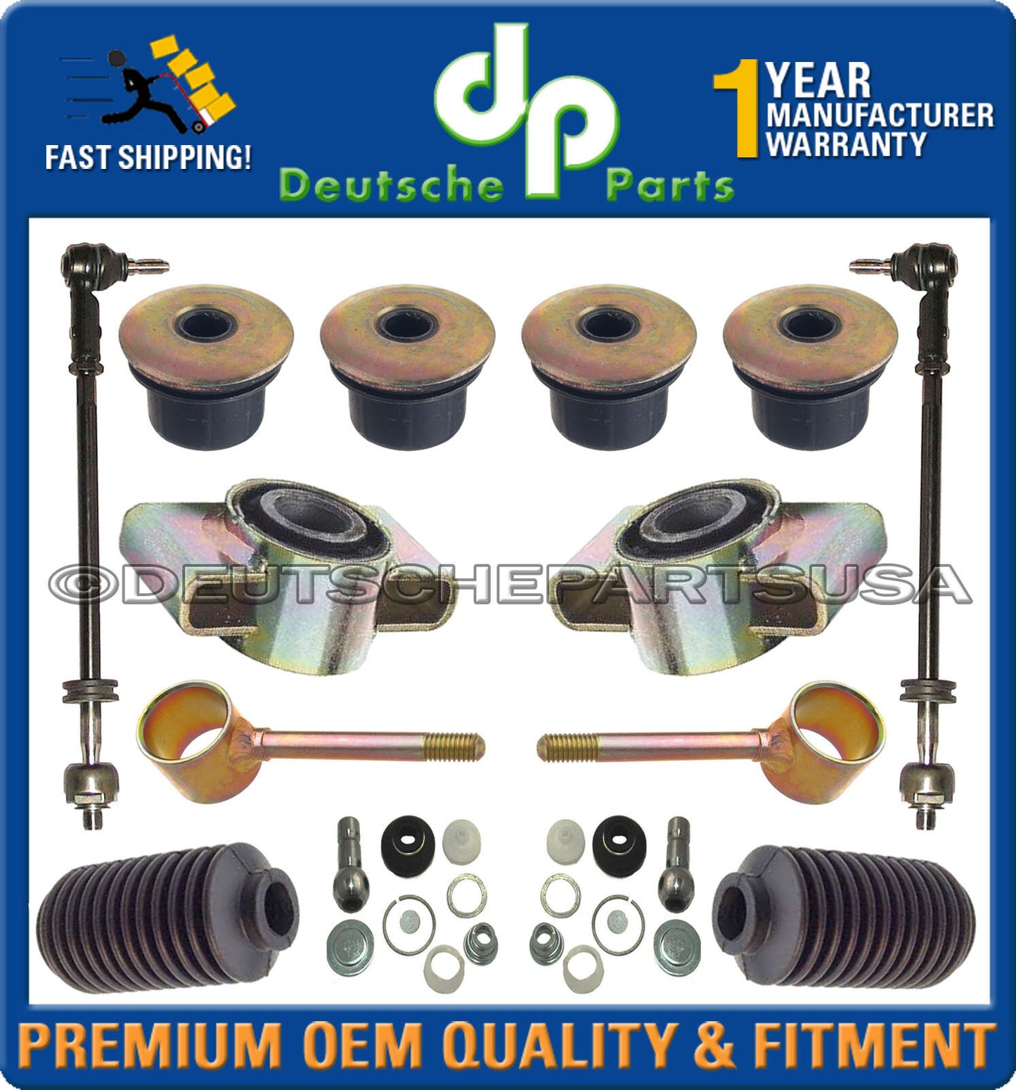 Porsche 944 951 968 Control Arms Ball Joint + Mounts + Bushing + Tie Rod Kit 14