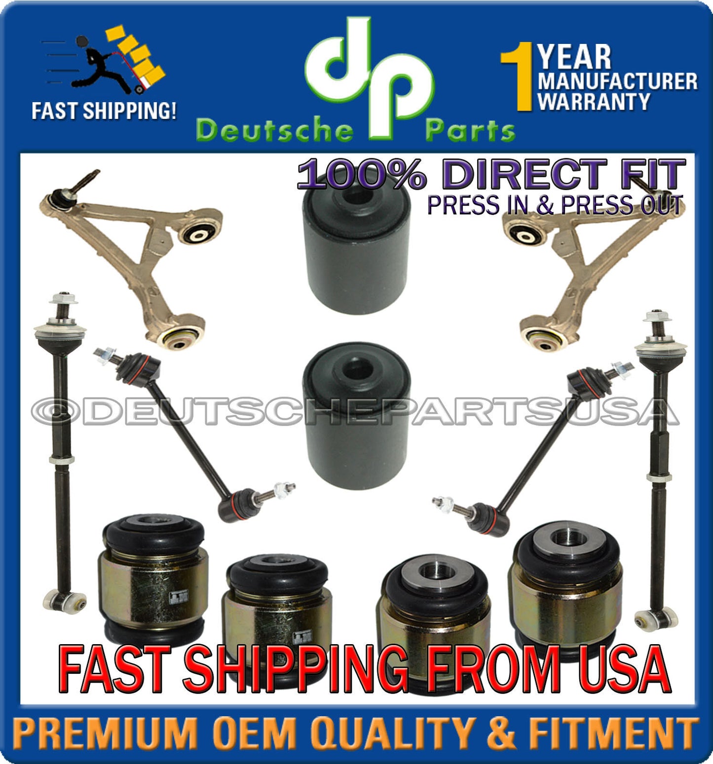 JAGUAR XK XKR REAR Upper + LOWER CONTROL ARM BALL JOINT TOE LINK TIE ROD SET 12