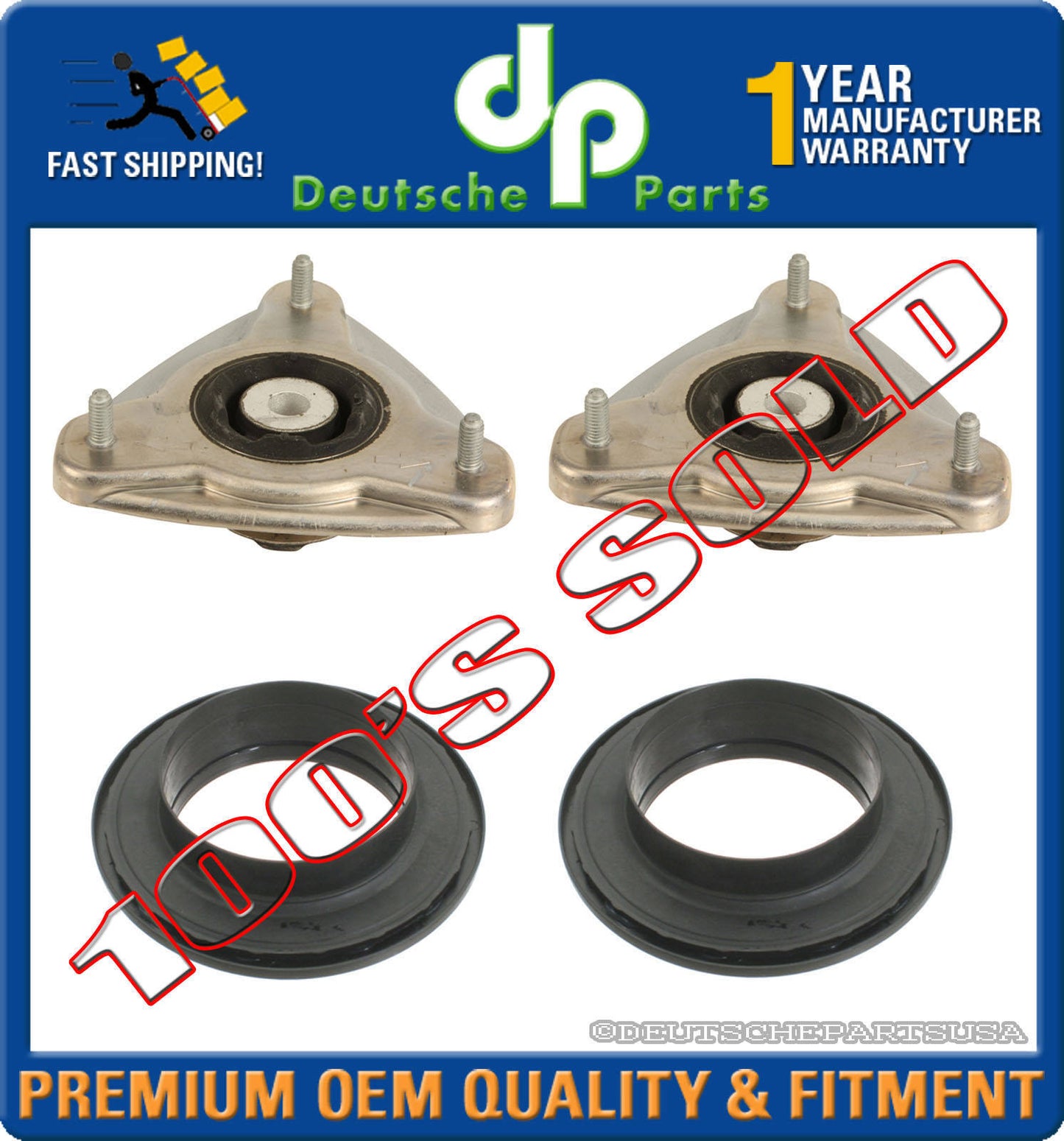 Porsche 911 996 986 987 Front Upper Strut Mount Mounts + Bearing Bearings Set 4