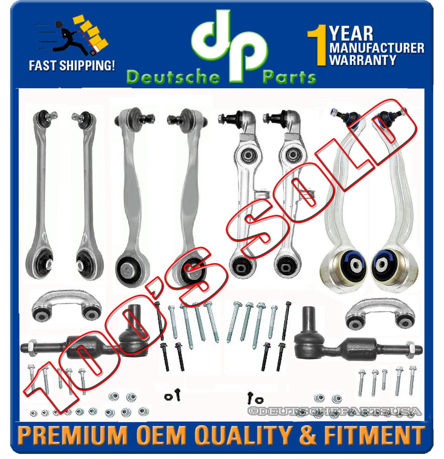 Audi A8 & QUATTRO Front Control Arm Arms Ball Joint Tie Rod Sway Bar Kit 13 Pc