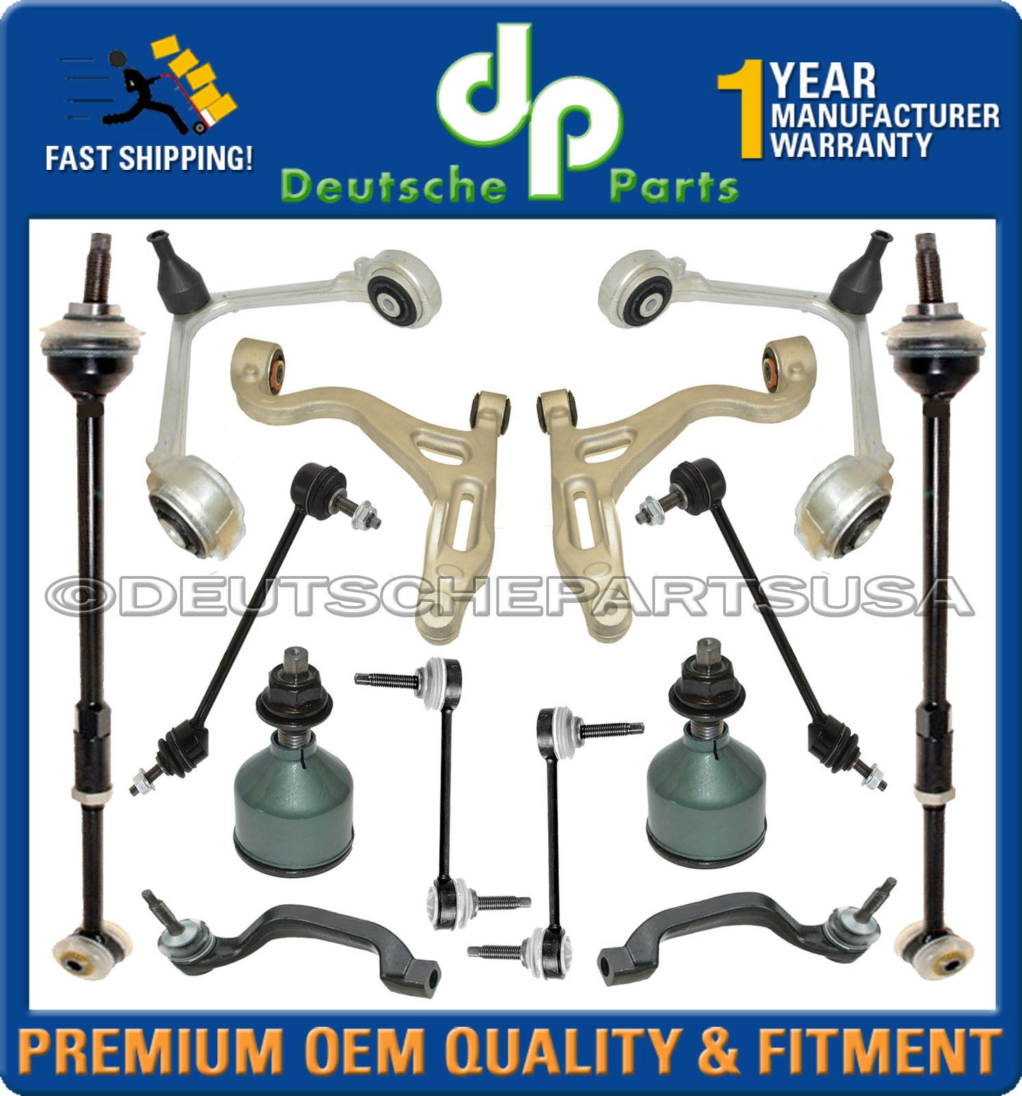 LINCOLN LS Front Rear Control Arm Ball Joints (16MM) Tie Rod Suspension Kit 14PC