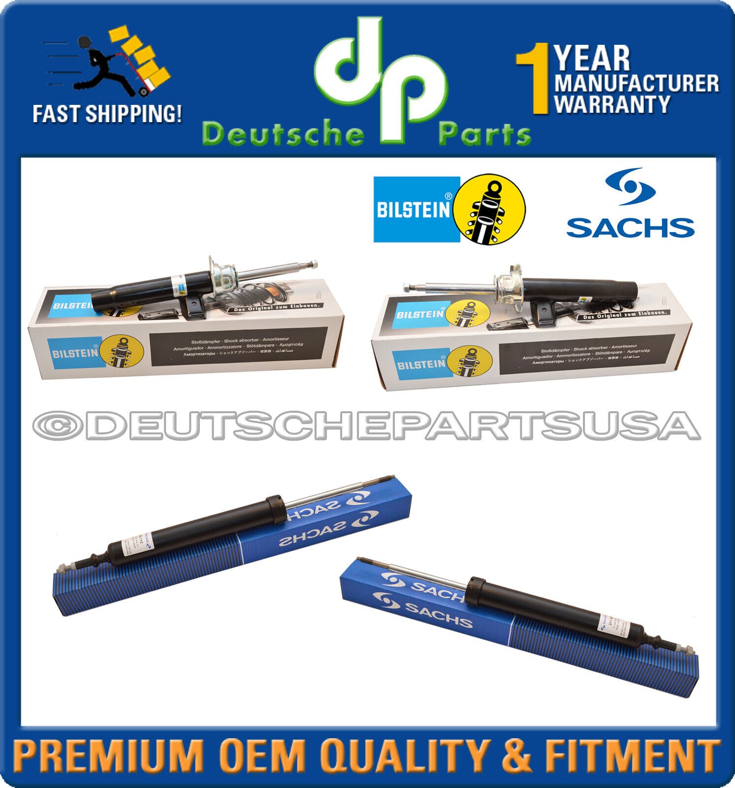 For BMW E90 3-Series Struts Shocks Upper Lower Mount Suspension Kit BILSTEIN OEM