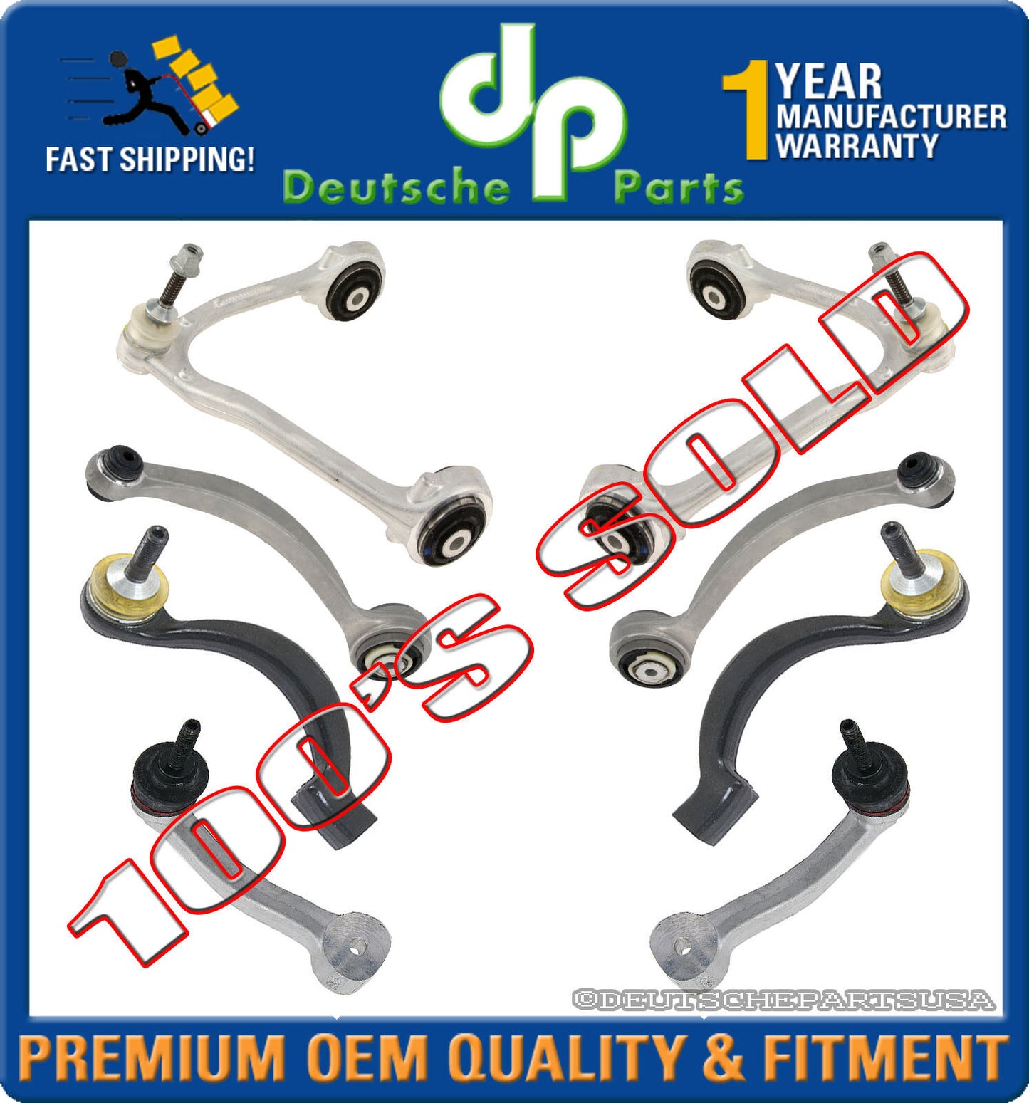 JAGUAR S UPPER + LOWER CONTROL ARM BALL JOINT BUSHING Tie Rod Sway Bar Link 8 pc
