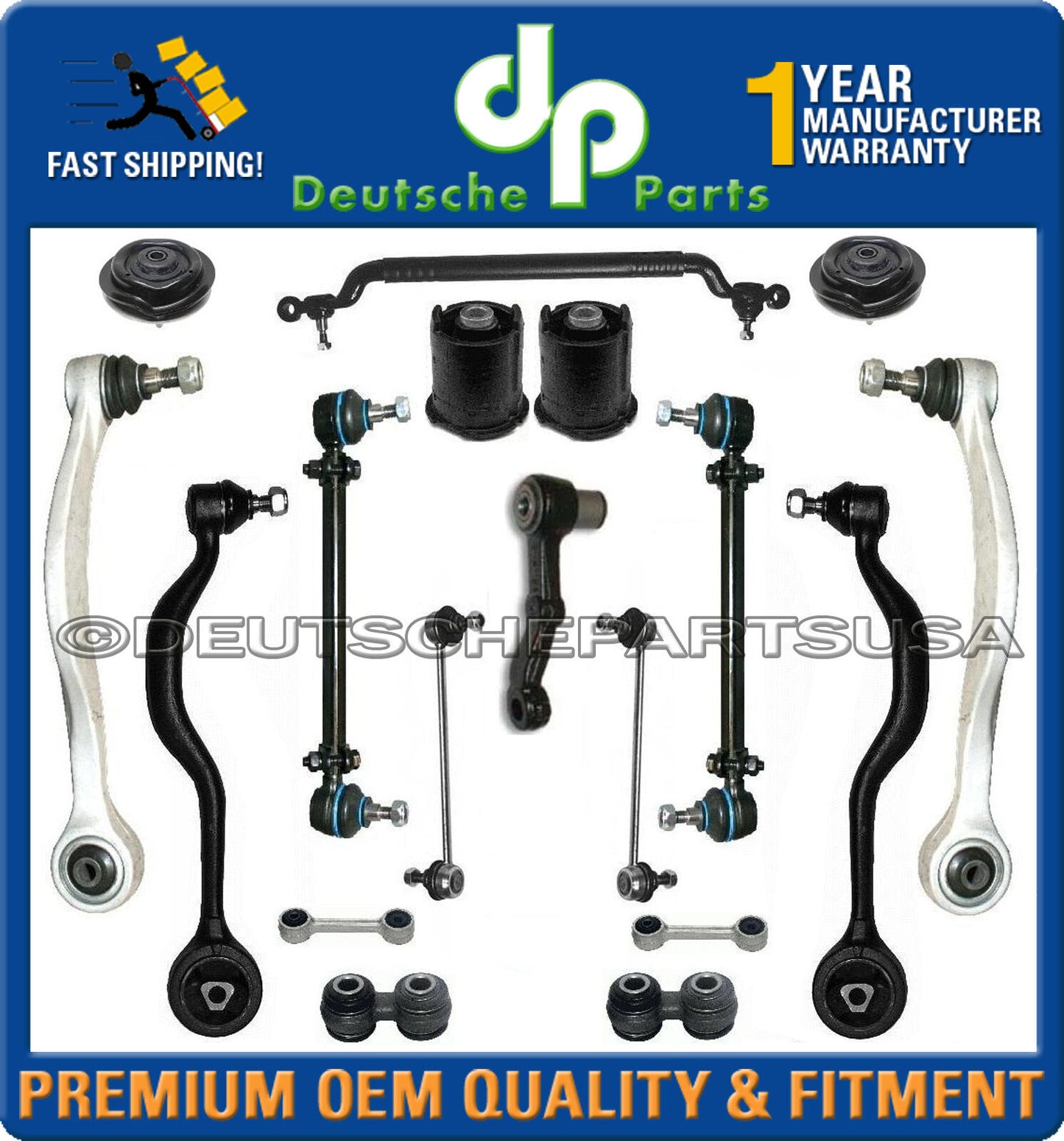 Control Arms Ball Joints Sway Bar Tie Rod Strut Mount SUSPENSION Kit for BMW E34
