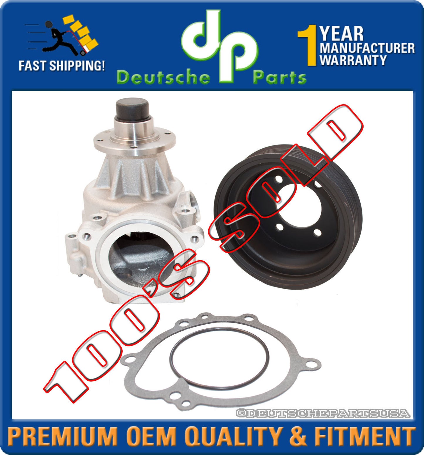 Engine Water Pump + GASKET + PULLEY for BMW E46 M3 2001-2006 11517838118 SET 3