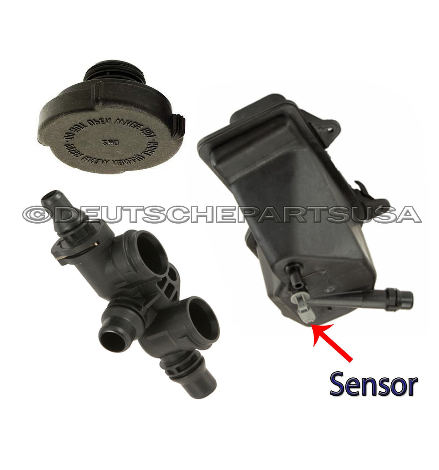 WATER COOLANT EXPANSION TANK +THERMOSTAT + CAP 17107514964 for BMW X5 4.4i Set 3